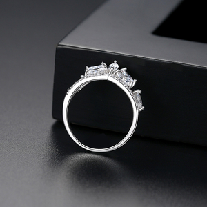 <span class=keywords><strong>Anello</strong></span> LUOTEEMI in Zirconia Cubica Placcato Oro Bianco Rodiato per Donne, Stile Carino <span class=keywords><strong>con</strong></span> Zirconia Bianca, Anelli Aperti - Product Image 6