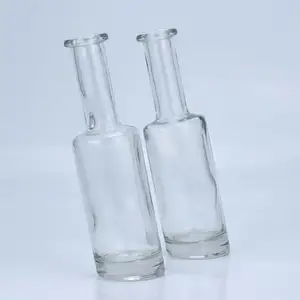wholesale tilted shape 200ml glass liquor beer bottle with cork