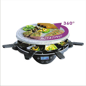 Table à <span class=keywords><strong>raclette</strong></span> électrique sans fumée 1200W grilles en pierre XJ-8K113 noir PTFE moulé sous pression en aluminium antiadhésif casseroles - Product Image 1