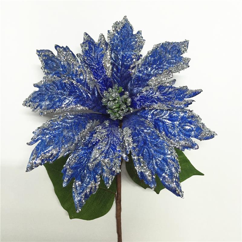 Blaues Weihnachtsstern Samt Blumen fr festliche Dekoration 34"