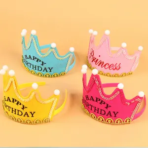 Çocuklar için led doğum günü taç prens ve prenses şapka açtı