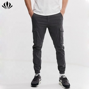 Top Custom <span class=keywords><strong>Mens</strong></span> Casual Jogger <span class=keywords><strong>Cargo</strong></span> 6 Bolsos Calças Elastic Hem Calças <span class=keywords><strong>Mens</strong></span> Slim Fit Calças em Areia & cinza