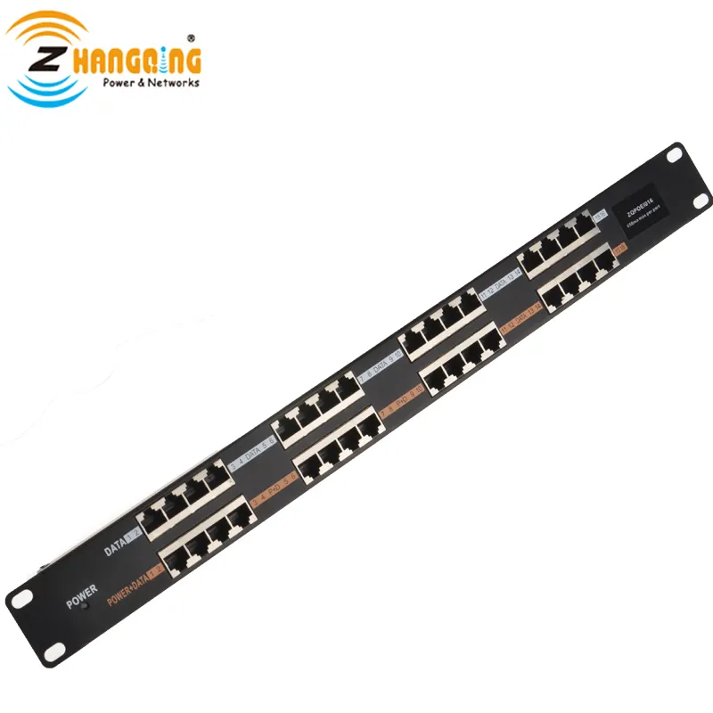 PoE Patch Panel 100 Mbps 16 Port PoE Midspan Passive POE Injector 1U "19" Rack mount