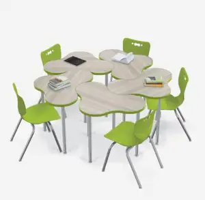 New Design Combination Polygon Table Chairs Combo School Furniture Table Chair Set Metal Modern School Desk And Chair 1 Set