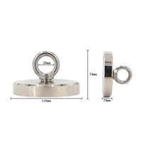 Aimant de pêche rond en néodyme avec boulon à œil, 400KG, 880lbs, N35 D116mm, trou fraisé simple face