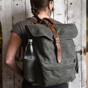 Wholesale Men's Backpacks Vintage Mens Wax Canvas Backpack Fashion Men's <strong>Travel</strong> <strong>Rucksack</strong> - Product Image 2