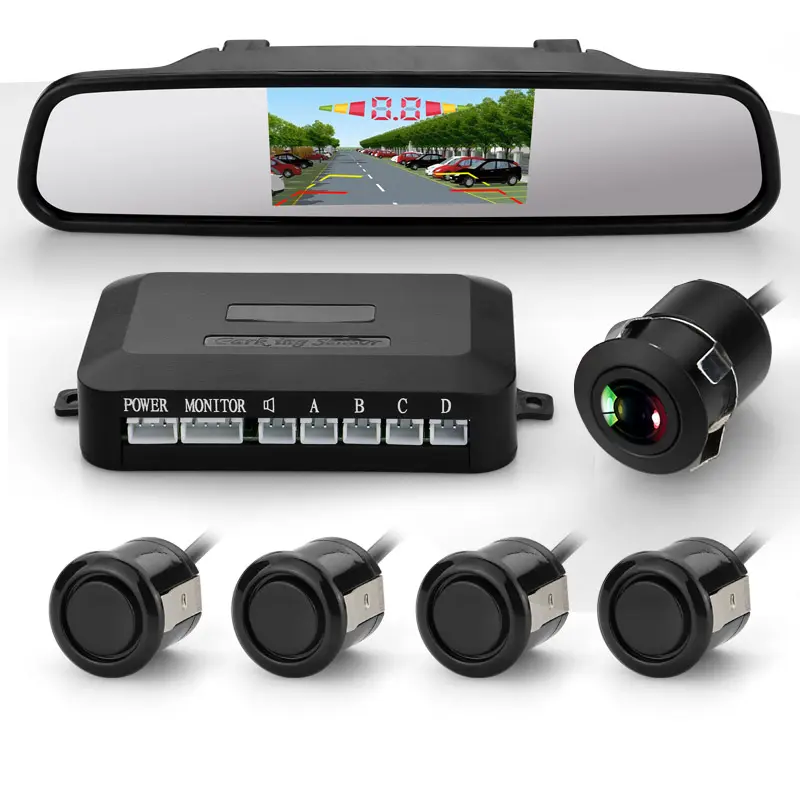 4.3 inch Achteruitkijkspiegel Monitor Video Parking Sensor Kit, auto reverse backup radar, HD Nachtzicht Achteruitrijcamera