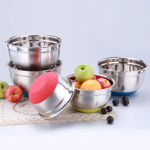 Hottest HanFa Measuring Stainless Steel Salad Bowl With Silicone Bottom