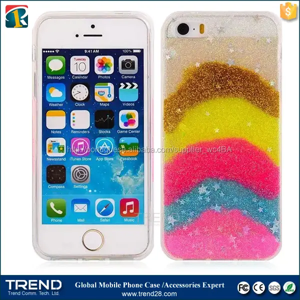 Para iphone 5 5S glitter plástico tpu celular case capa
