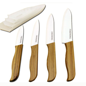 FINDKING Bamboo Handle with White Blade <strong>Ceramic</strong> <strong>Knife</strong> Kitchen <strong>Set</strong> 3" 4" 5" 6 " Inch +Covers - Product Image 1