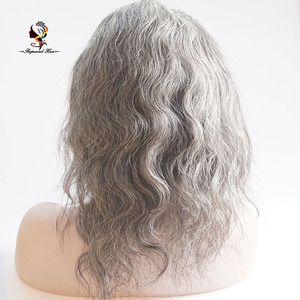Alibaba, venta al por mayor, <span class=keywords><strong>peluca</strong></span> de encaje completo de cabello humano brasileño gris mixto para mujeres mayores, encaje transparente - Product Image 4