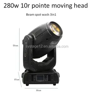 Projecteur lumineux avec tête mobile et faisceau lumineux, excellente qualité, luminaire d'intérieur, faisceau lumineux de lavage pointu, 10R, 280W