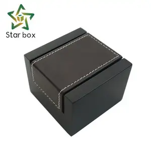 Best seller arabic style custom wooden jewelry ring box PU leather lid lacquer MDF wooden engagement ring box China supplier