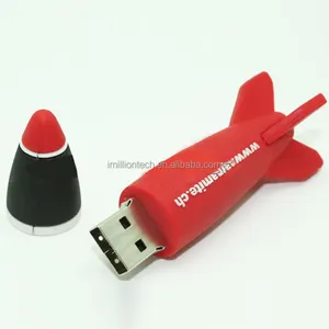 Relatiegeschenk usb memory stick, raket vorm usb flash drive, aangepaste logo usb pendrive