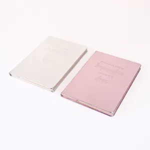 Minimalistischen stil geprägt spiegel PU hardcover notebook mit seide lesezeichen