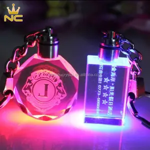 Personalized Innovative Key Finder Lighting Octagon Crystal Keychains For Cheap Memorial Gifts