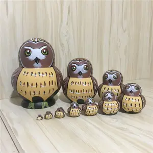 FQ Thương Hiệu Stackable Diy 10 Layers Phim Hoạt Hình Owl Tùy Chỉnh Nga Làm Tổ Búp Bê Matryoshka