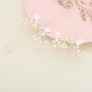 Handmade Crystal <strong>Bridal</strong> <strong>Hair</strong> <strong>Pins</strong> with Ivory Pearl Flower <strong>Hair</strong> Jewelry <strong>Bridal</strong> (2PCS/PACK) - Product Image 4