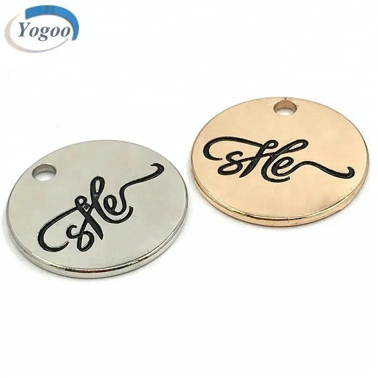Fashional Sew Custom Brand Clothes Gold Engraving Round Metal Plate Logo Leather Shoes Garment Labels Designer Shoes Cheap Shoes