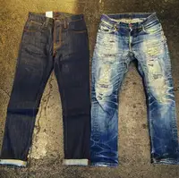 Aangepaste Hoge Kwaliteit Vintage Wassen Verontruste Japanse Zelfkant Jeans Denim Zelfkant Denim Jeans