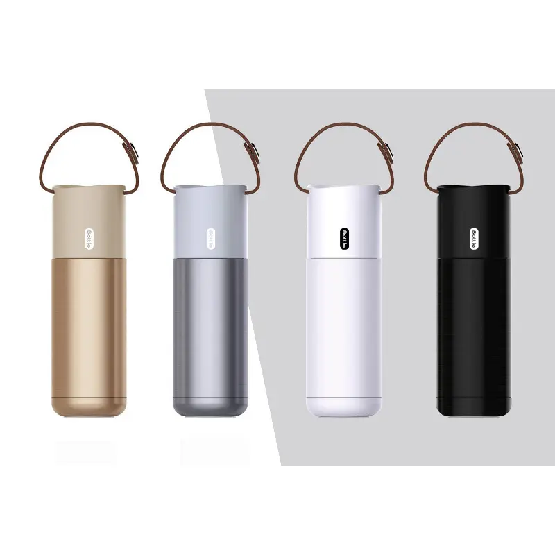 Wholesale new stainless steel vacuum insulated travel coffee mug cup bottle with leather handle