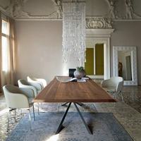 Table à manger moderne en bois avec structure métallique, fabriquée à Foshan Shunde, pour la salle à manger à domicile