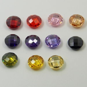Grosir <span class=keywords><strong>4Mm</strong></span> Sampai 12Mm Bentuk Bulat Batu Zirkonia Kubik Potongan Kotak-kotak Ganda 12 Warna Longgar Zirkonia Kubik - Product Image 1