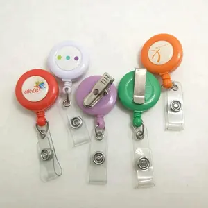 Wit Custom Epoxy Logo Sticker Plastic Badge Reel Retractable Ronde Badge Reel