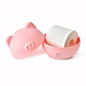 Boîte à mouchoirs et porte-papier en plastique étanche et durable de conception de dessin animé d'animal de cochon rose nordique mignon - Product Image 2