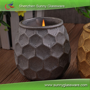 Piña Patrón Jarra De Cerámica de la Vela de Oro Pintado - Product Image 3