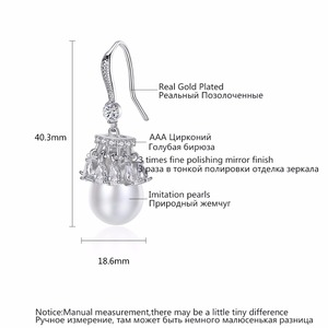LUOTEEMI Frauen Romantischer Braut schmuck Mode Silber Farbe Wasser tropfen Zirkonia Mit Simulierten Perlen Tropfen Ohrringe - Product Image 2