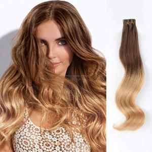 Deux Tons T4/18 <span class=keywords><strong>Brun</strong></span> Blonde ombre remy bande dans les extensions de cheveux - Product Image 1