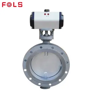 ट्रिपल ऑफसेट DN400 CF8 वायवीय Flanged तितली वाल्व