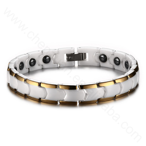 Guangzhou argent blanc en céramique de mode bijoux accessoires en acier inoxydable charme bracelet bracelet mâle - Product Image 2
