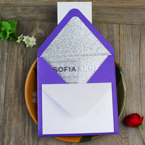 Sang Trọng Sáng Tạo Quảng Trường Acrylic Trẻ Em Lời Mời Sinh Nhật Với Bạc Long Lanh Lót Phong Bì Trong Màu Tím - Product Image 5
