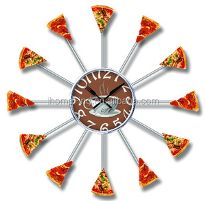 T6826 sáng tạo bánh Pizza Mô hình nhà bếp Đồng hồ kim loại lớn trang trí nội thất thành phố dao kéo nghệ thuật hiện đại đồng hồ treo tường tường Relojes horloge - Product Image 3