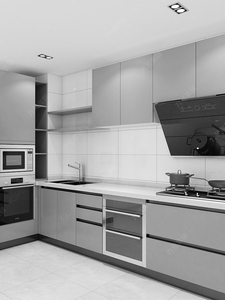 Modern Design Light <strong>Grey</strong> Matt Lacquer Kitchen <strong>Cabinet</strong> - Product Image 2