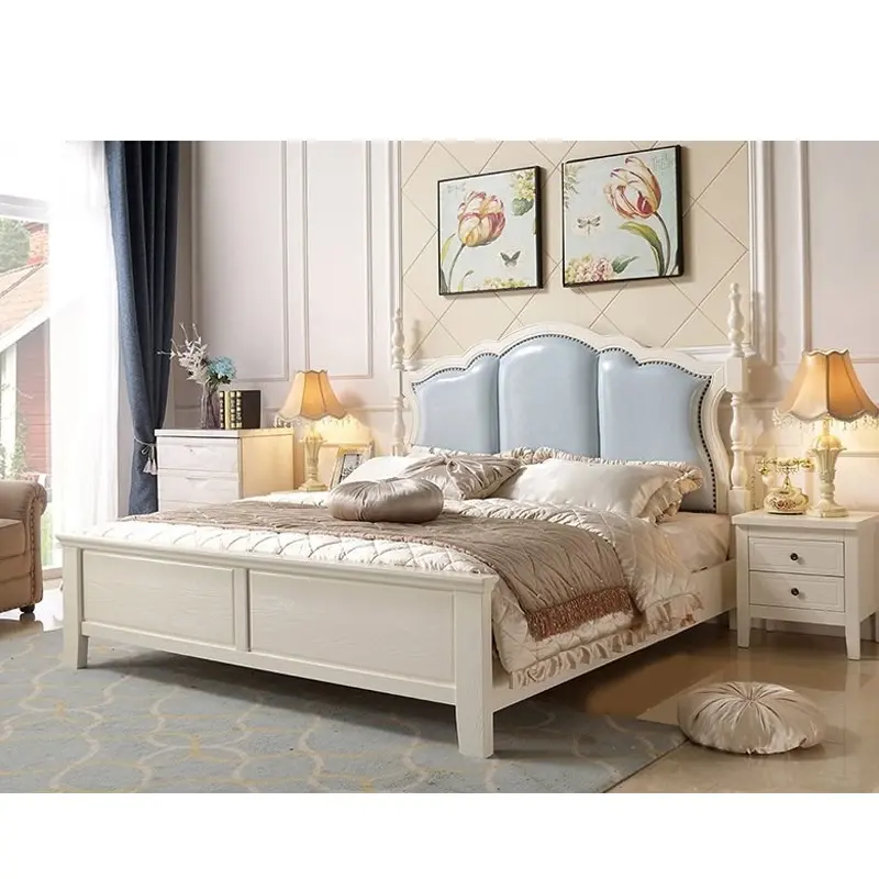 Tempat Tidur OEM Putih Bingkai King Bed, Set Perabotan Tempat Tidur dengan Kualitas Terbaik
