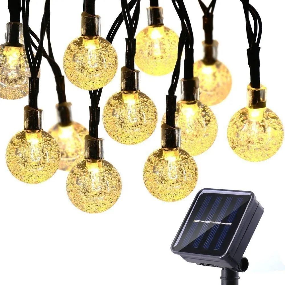Outdoor Solar Powered String Waterproof Lights Garland 30LED Fairy String Lights Bubble Crystal Ball Lights Decorative