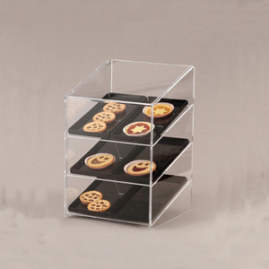 Aanrecht 3 Tier Clear Acryl Brood Voedsel Vitrine Met 6 Trays