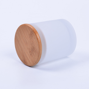 Lilin toples kaca buram dengan tutup bambu hitam lentera elegan & penahan - Product Image 2