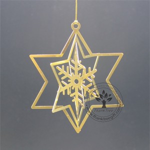 Metall-handwerk 3d metall Weihnachten ornament mit schneeflocke ausgeschnitten