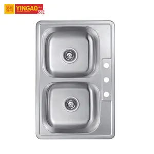 Modern Style 304 Stainless Steel Double Bowl Square Kitchen Undermount Sink