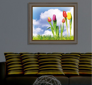Estilo ligero paisaje enmarcado arte de la lona con la botánica para sala de estar - Product Image 1