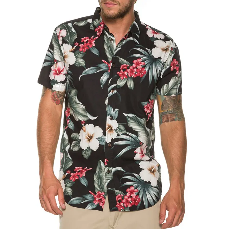 مخصص المطبوعة قميص هاواي صيفي ، هاواي ألوها قميص بالجملة