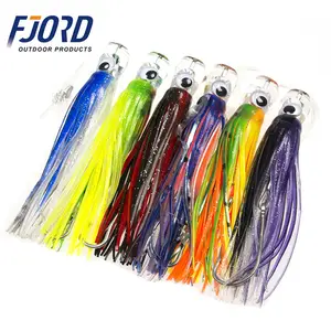 FJORD 6pcs/lot 170mm 46g Marlin Squid Acrylic Heads With Squid Skirt Trolling Lures