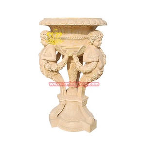 Hotel al aire libre y Villa jardín paisaje decoración diseño mármol niño estatua con maceta piedra arte escultura - Product Image 2