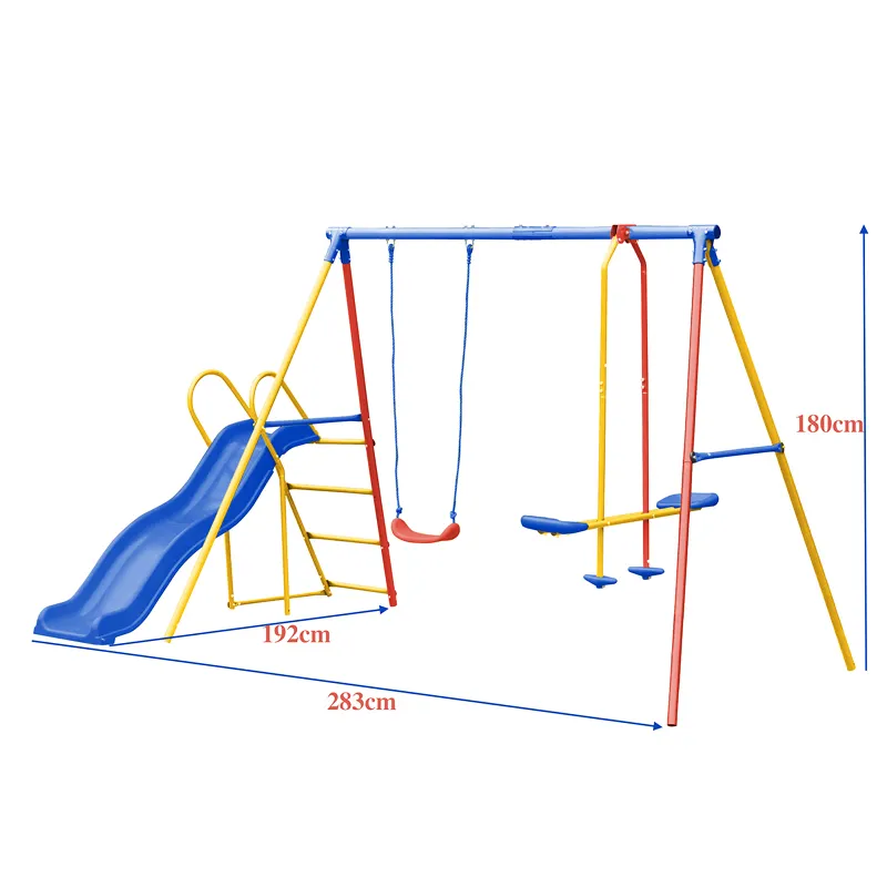 Sécurité extérieure en métal balançoires et toboggans dans l'aire de jeux pour enfants