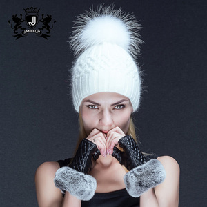 Without label White Rabbit wool raccoon fur tassel knitted hat - Product Image 5