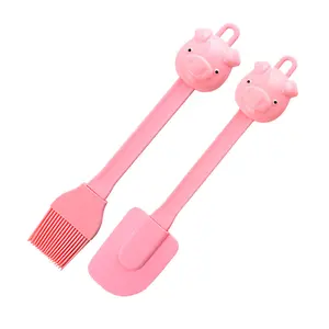 Pig cook big new butter grill cake baking kitchen silicone spatula oil brush set